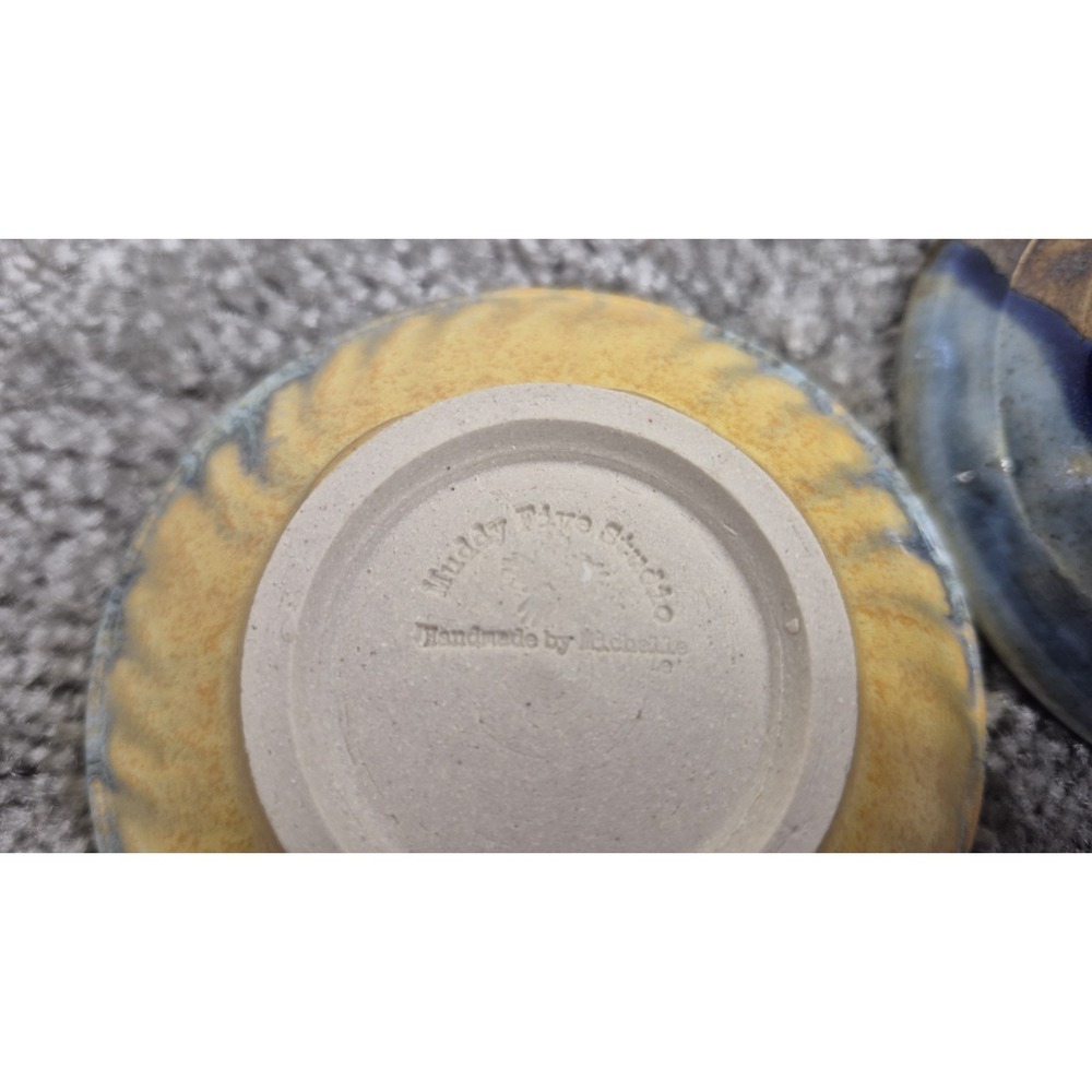 Muddy Five Studio‎ Art Pottery Bowls Stoneware Yellow Blue Brown Glazed Handmade - Picture 3 of 10